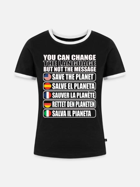 Speichern Sie Die Planetenumgebung - Frauen Kontrast-T-Shirt - Schwarz/Weiß