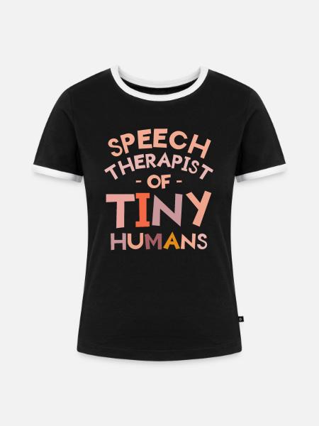 Logopäde der Sprache winziger Menschen - Frauen Kontrast-T-Shirt - Schwarz/Weiß
