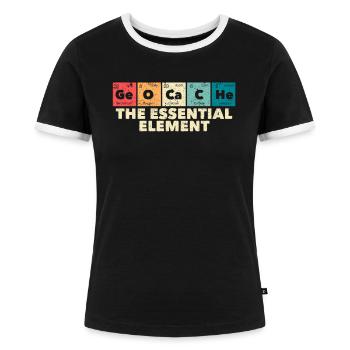 Geocacher Schnitzeljagd Geocache Das wesentliche - Frauen Kontrast-T-Shirt - Schwarz/Weiß - Vorne - Selfina (174cm)