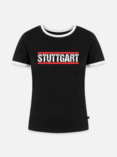 Stuttgartererin Stuttgarterer Stuttgarter - Frauen Kontrast-T-Shirt - Schwarz/Weiß