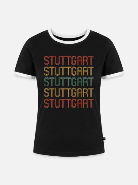Stuttgartererin Stuttgarterer Stuttgarter - Frauen Kontrast-T-Shirt - Schwarz/Weiß