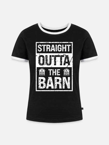 Direkt aus der Scheune - Frauen Kontrast-T-Shirt - Schwarz/Weiß