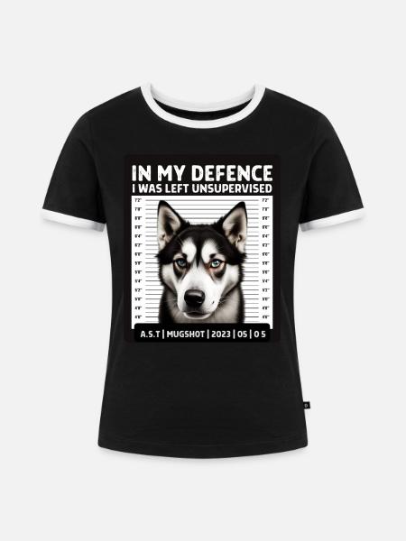 Schlittenhund - Frauen Kontrast-T-Shirt - Schwarz/Weiß