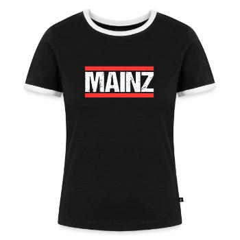 Mainzerin Mainzer Mainz - Frauen Kontrast-T-Shirt - Schwarz/Weiß - Vorne - Selfina (174cm)