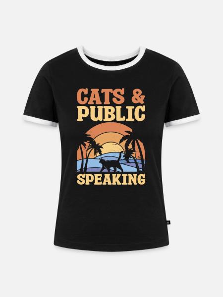 Katzen & Öffentliches Reden Redner - Frauen Kontrast-T-Shirt - Schwarz/Weiß