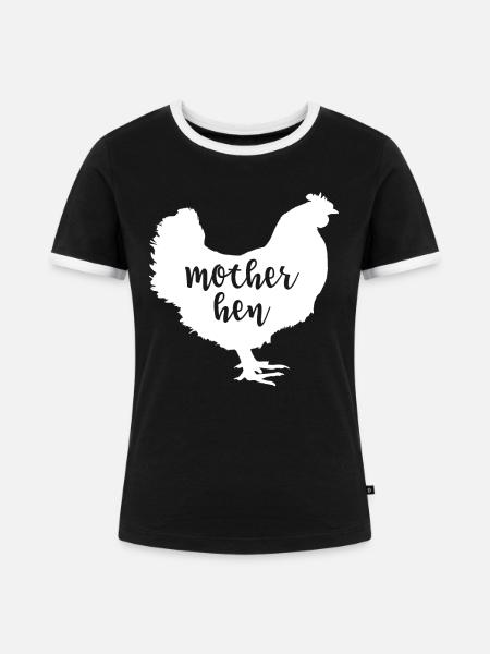 Mutter Henne - - Frauen Kontrast-T-Shirt - Schwarz/Weiß