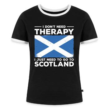 Ich brauche keine Therapie, ich muss nur nach Schottland - Frauen Kontrast-T-Shirt - Schwarz/Weiß - Vorne - Selfina (174cm)