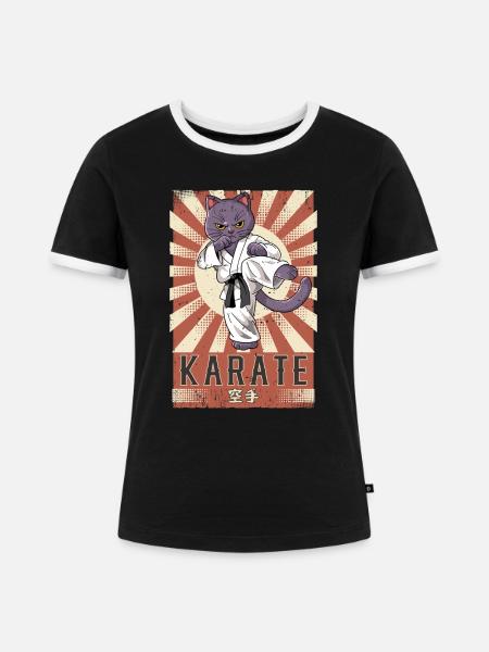 Karate - Frauen Kontrast-T-Shirt - Schwarz/Weiß