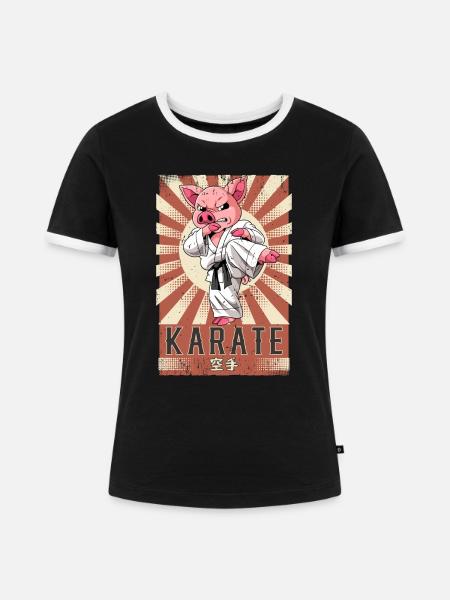Karate - Frauen Kontrast-T-Shirt - Schwarz/Weiß