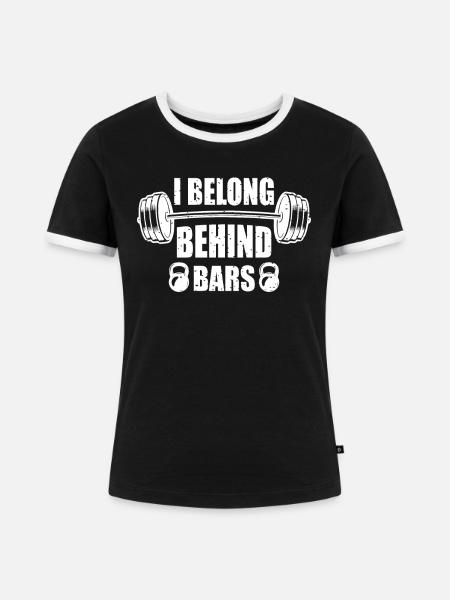 Ich gehöre hinter Gitter - - Frauen Kontrast-T-Shirt - Schwarz/Weiß