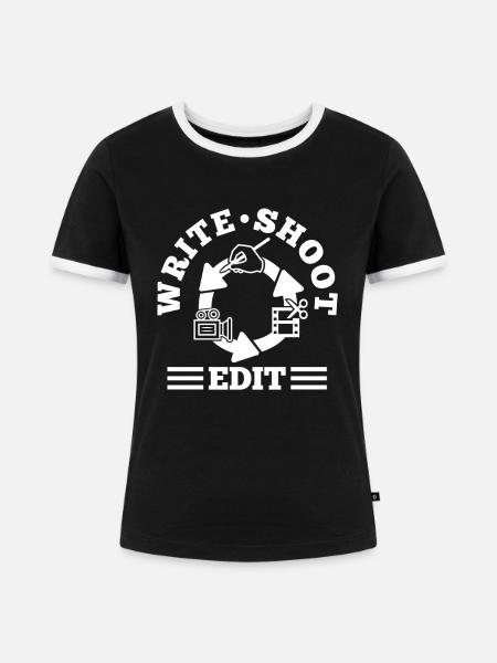 Write Shoot Edit Repeat - Frauen Kontrast-T-Shirt - Schwarz/Weiß