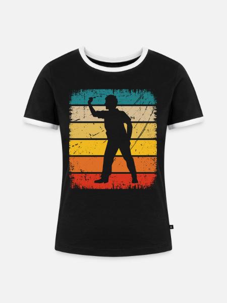 Retro Rectangle - Dart Spieler - - Frauen Kontrast-T-Shirt - Schwarz/Weiß