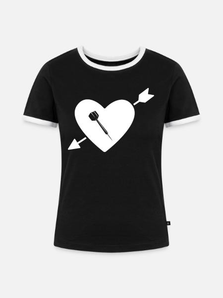 Herz mit Pfeil - Dart - - Frauen Kontrast-T-Shirt - Schwarz/Weiß