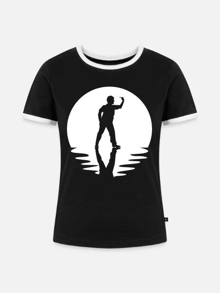 Kreis mit Reflektion - Dartspieler - - Frauen Kontrast-T-Shirt - Schwarz/Weiß