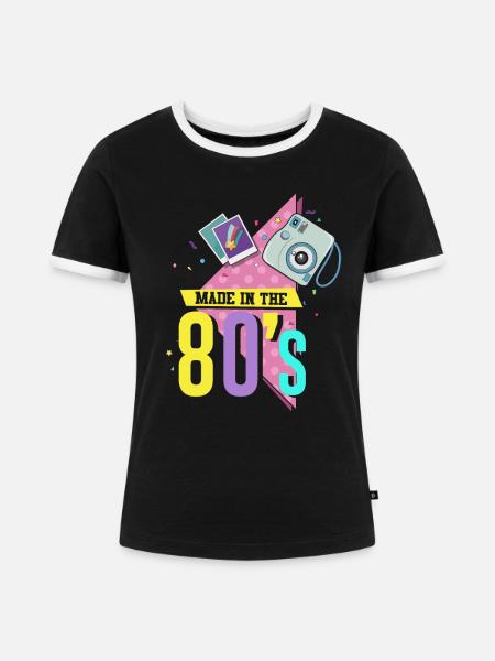 80er Die Musik der 80er - Frauen Kontrast-T-Shirt - Schwarz/Weiß