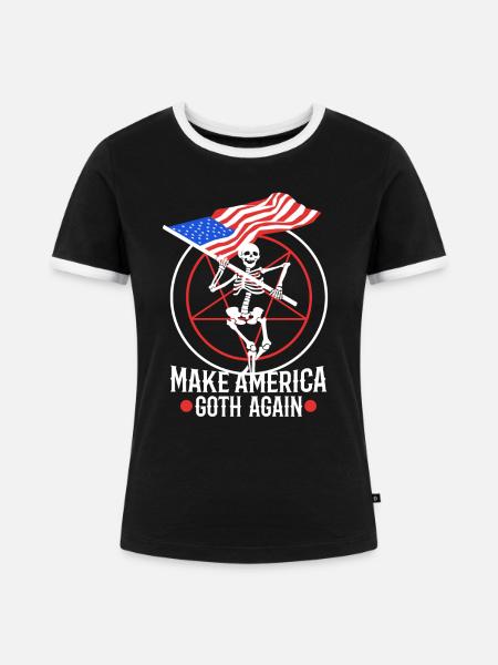 Make america goth again - Frauen Kontrast-T-Shirt - Schwarz/Weiß