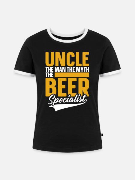 Bier Bierliebhaber Onkel - Frauen Kontrast-T-Shirt - Schwarz/Weiß