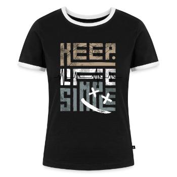 Keep Life Simple - Frauen Kontrast-T-Shirt - Schwarz/Weiß - Vorne - Selfina (174cm)