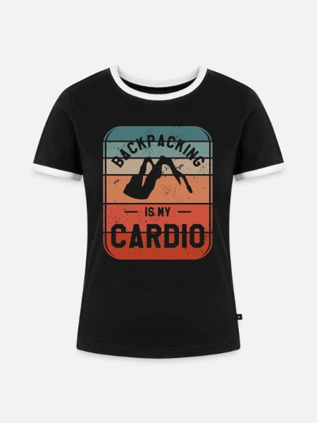 Backpacking ist mein Cardio-Wanderer - Frauen Kontrast-T-Shirt - Schwarz/Weiß