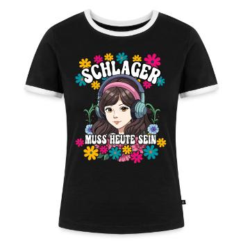 Schlager - Frauen Kontrast-T-Shirt - Schwarz/Weiß - Vorne - Selfina (174cm)