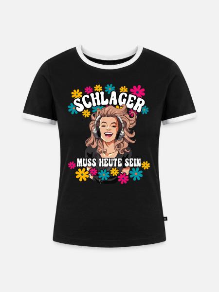 Schlager - Frauen Kontrast-T-Shirt - Schwarz/Weiß