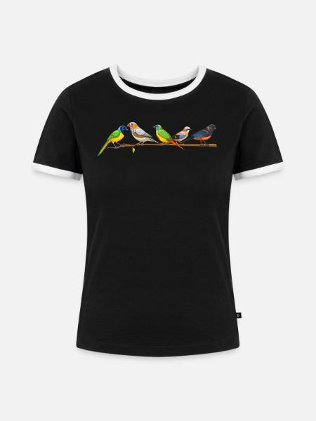 Lustiger Vogelbeobachter Vogelbeobachtung - Frauen Kontrast-T-Shirt - Schwarz/Weiß