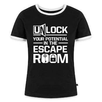 Challenge Mystery Unlock Your Potential In The Esc - Frauen Kontrast-T-Shirt - Schwarz/Weiß - Vorne - Selfina (174cm)
