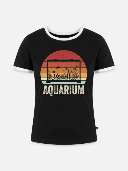Aquarium - Frauen Kontrast-T-Shirt - Schwarz/Weiß