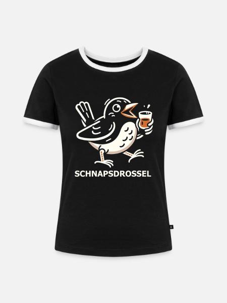 Schnapsdrossel - Frauen Kontrast-T-Shirt - Schwarz/Weiß