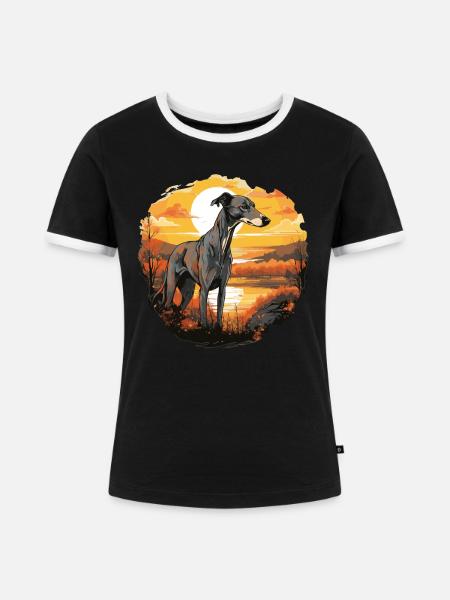 Hund Greyhound - Frauen Kontrast-T-Shirt - Schwarz/Weiß