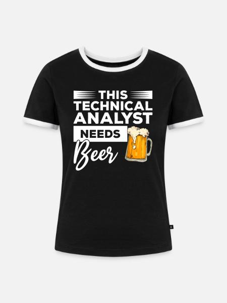 Dieser technische Analyst braucht Bier - Frauen Kontrast-T-Shirt - Schwarz/Weiß