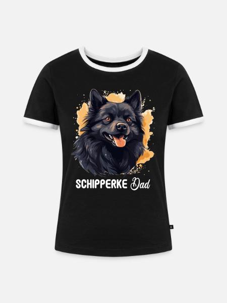 Schipperke - Frauen Kontrast-T-Shirt - Schwarz/Weiß