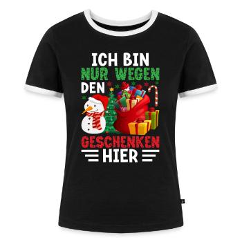 Geschenk Weinachten Weihnachtsfeier - Frauen Kontrast-T-Shirt - Schwarz/Weiß - Vorne - Selfina (174cm)