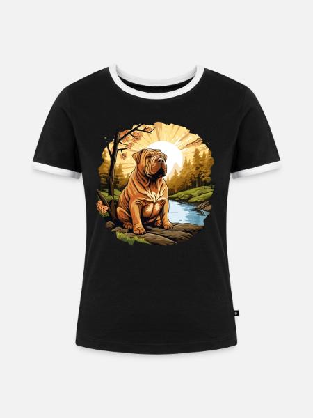 Shar Pei - Frauen Kontrast-T-Shirt - Schwarz/Weiß