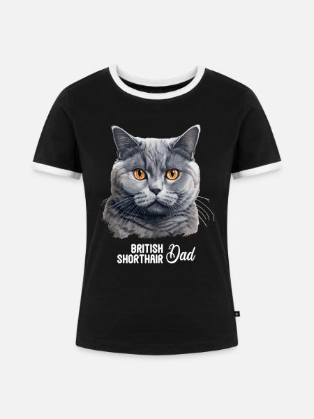British Shorthair - Frauen Kontrast-T-Shirt - Schwarz/Weiß