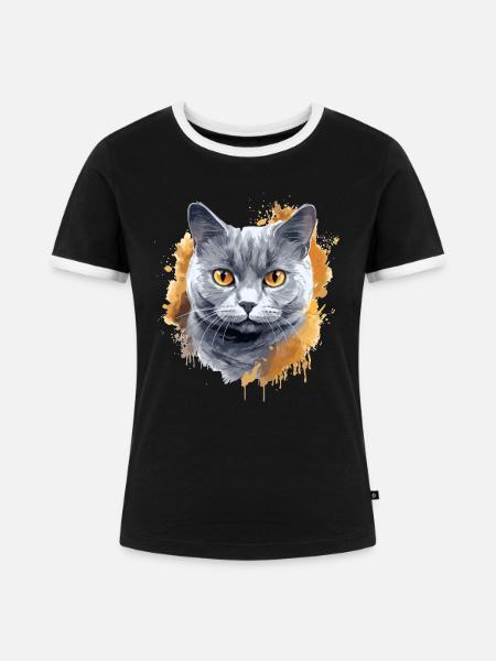 British Shorthair - Frauen Kontrast-T-Shirt - Schwarz/Weiß