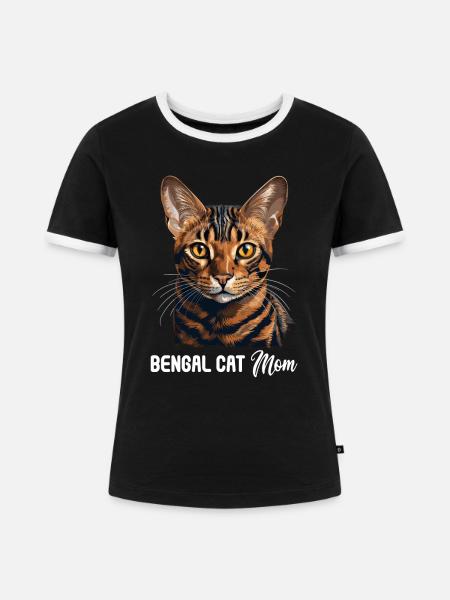 Bengal Cat - Frauen Kontrast-T-Shirt - Schwarz/Weiß