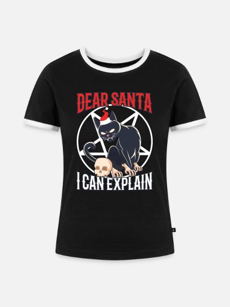 Dear santa i can explain - Frauen Kontrast-T-Shirt - Schwarz/Weiß