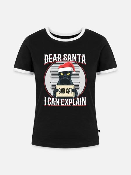 Dear santa i can explain - Frauen Kontrast-T-Shirt - Schwarz/Weiß