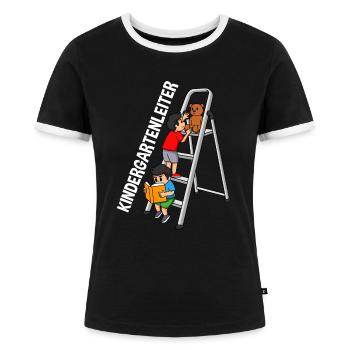 Kindergarten Kita Leitung Erzieherin - Frauen Kontrast-T-Shirt - Schwarz/Weiß - Vorne - Selfina (174cm)