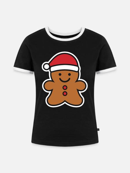 Lebkuchenmann - Frauen Kontrast-T-Shirt - Schwarz/Weiß