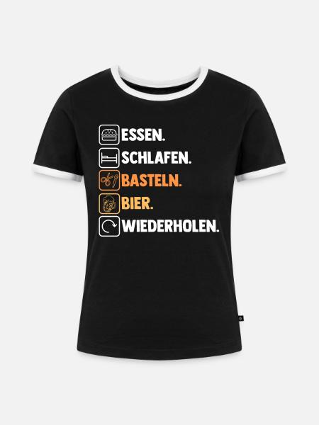 Bier Bastler Basteln - Frauen Kontrast-T-Shirt - Schwarz/Weiß