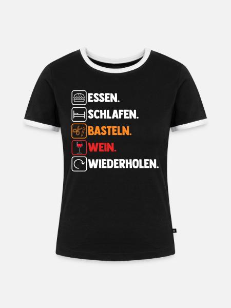 Bastler Wein Basteln - Frauen Kontrast-T-Shirt - Schwarz/Weiß