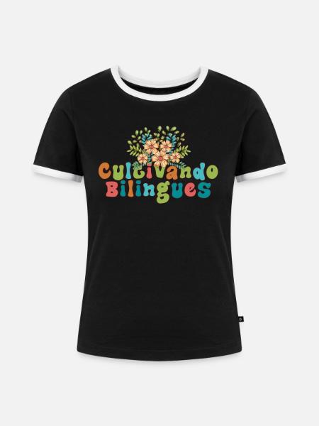 Cultivando Bilingües Spanischlehrer Bekleidung - Frauen Kontrast-T-Shirt - Schwarz/Weiß