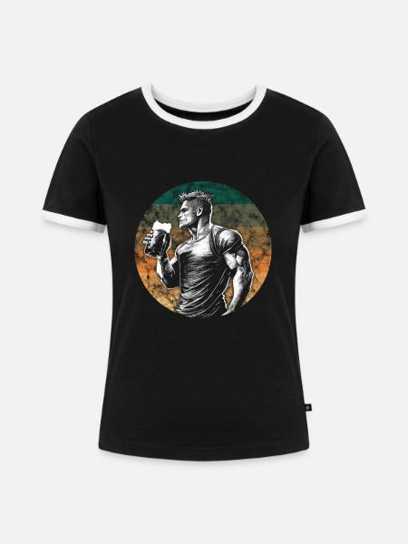 Muskeln & Gebräue - Frauen Kontrast-T-Shirt - Schwarz/Weiß