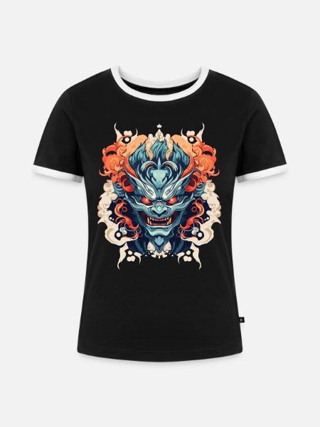 Oni Demon - Frauen Kontrast-T-Shirt - Schwarz/Weiß