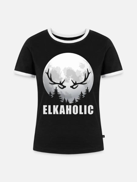 Elchjagd Elkaholic Jäger - Frauen Kontrast-T-Shirt - Schwarz/Weiß