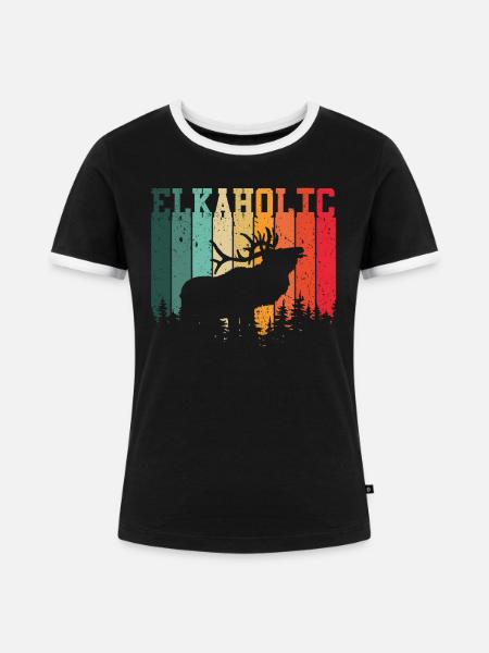 Elchjagd Elkaholic Jäger - Frauen Kontrast-T-Shirt - Schwarz/Weiß