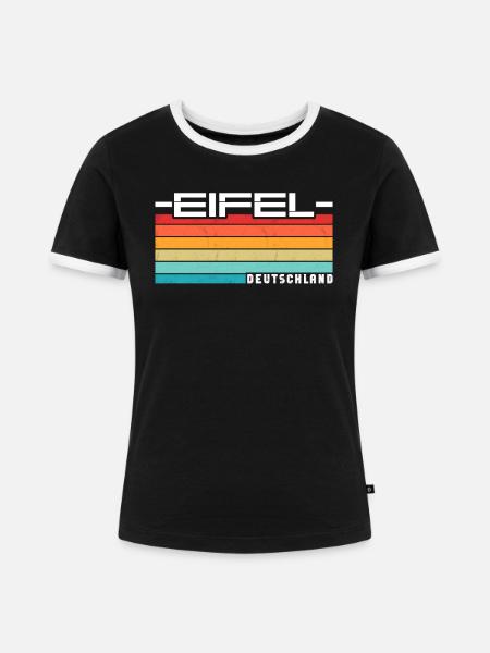 Eifel - Frauen Kontrast-T-Shirt - Schwarz/Weiß