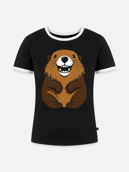 Einfaches Murmeltier - Frauen Kontrast-T-Shirt - Schwarz/Weiß